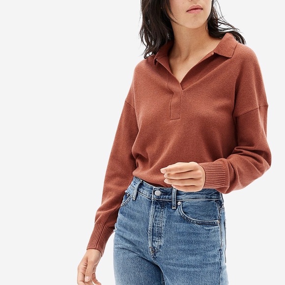 Cashmere Polo Sweater Burnt 